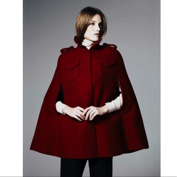 Vertigo Paris Jackets & Blazers - Vertigo Paris Wool Blend Burgundy Cape Coat Poncho